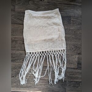 Abercrombie & Fitch Cream Fringe Skirt